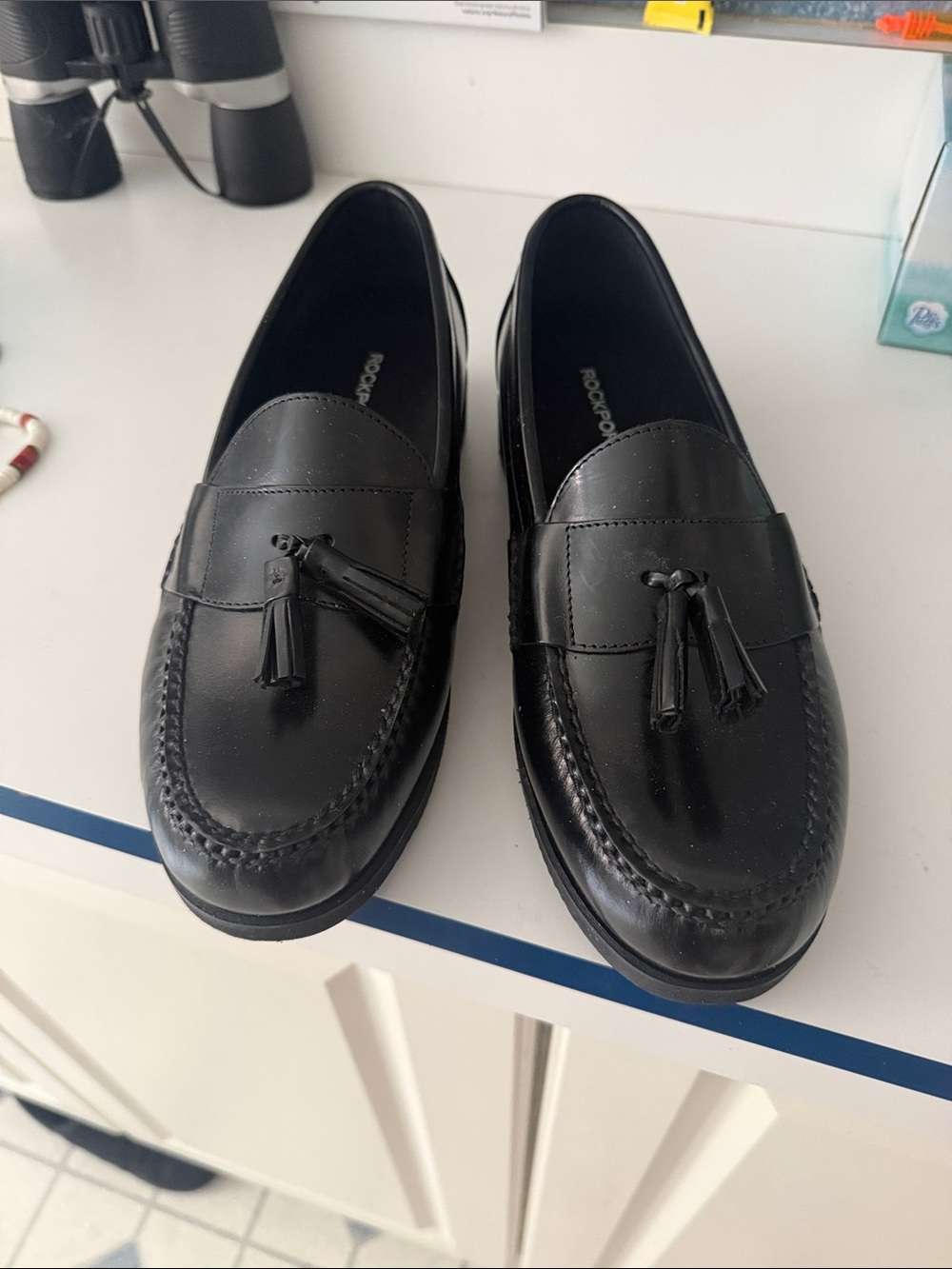 Rockport Men's Black Leather Tassel Penny Loafers